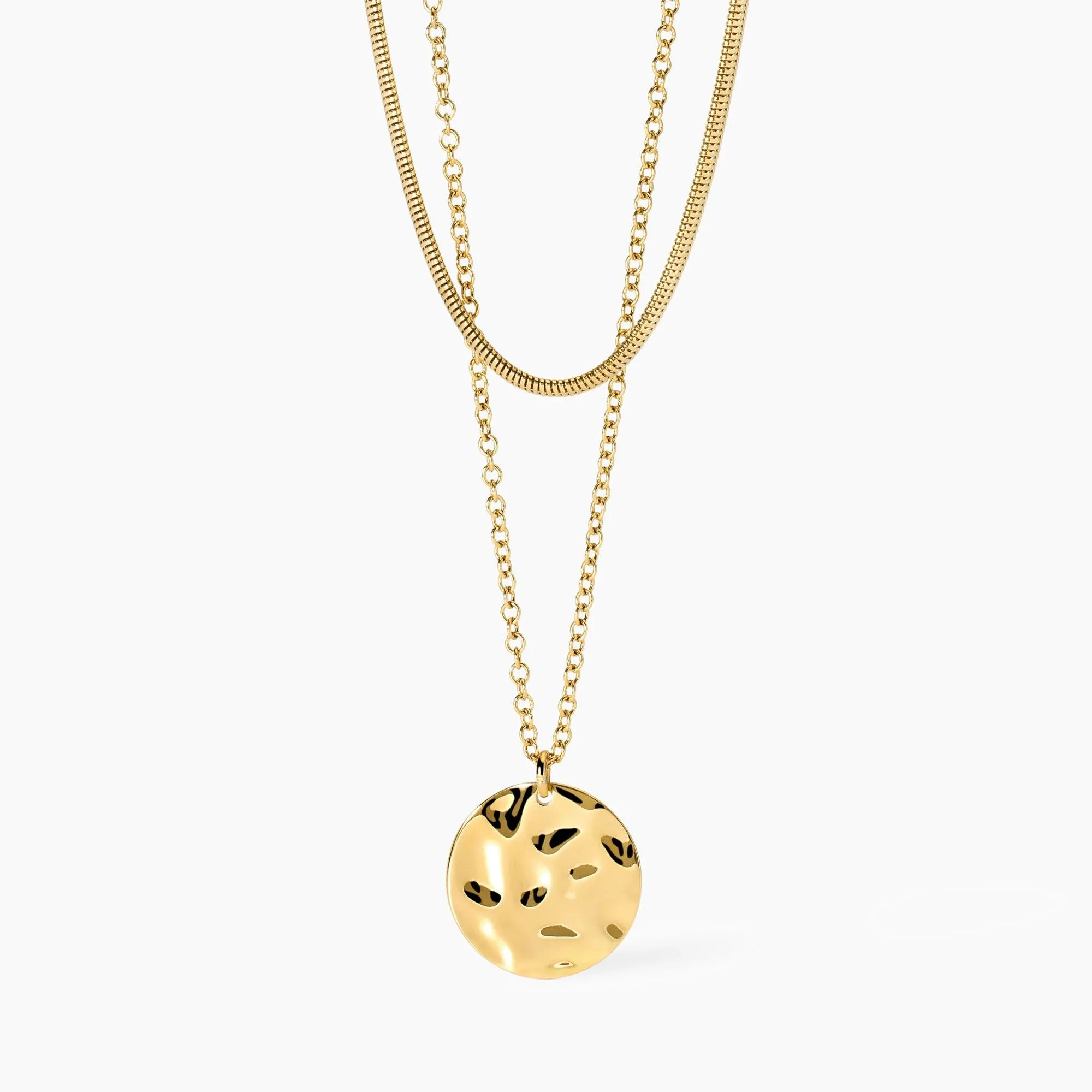 Collana Kidult Style 03 Doppio giro snake e catenina con medaglietta m