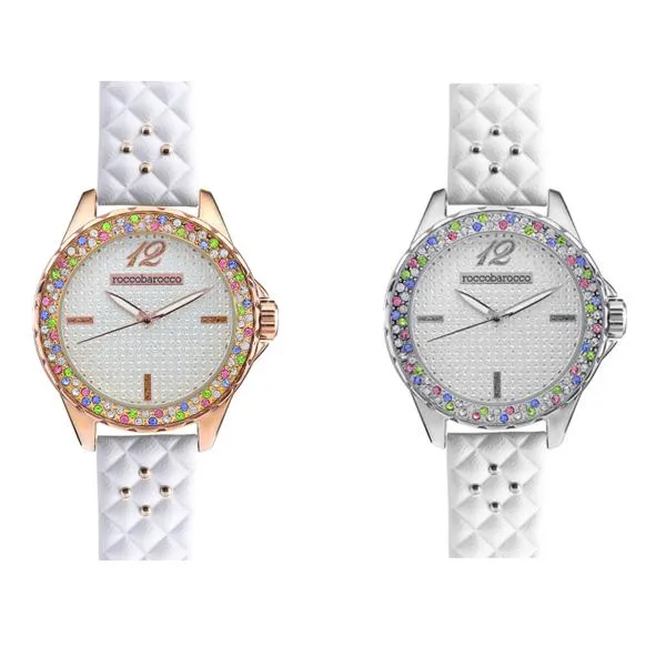 5773f657d8d47_3-1 Orologio Donna ROCCOBAROCCO STARDUST Pelle Bianco Rosè Swarovovski Colorati RB