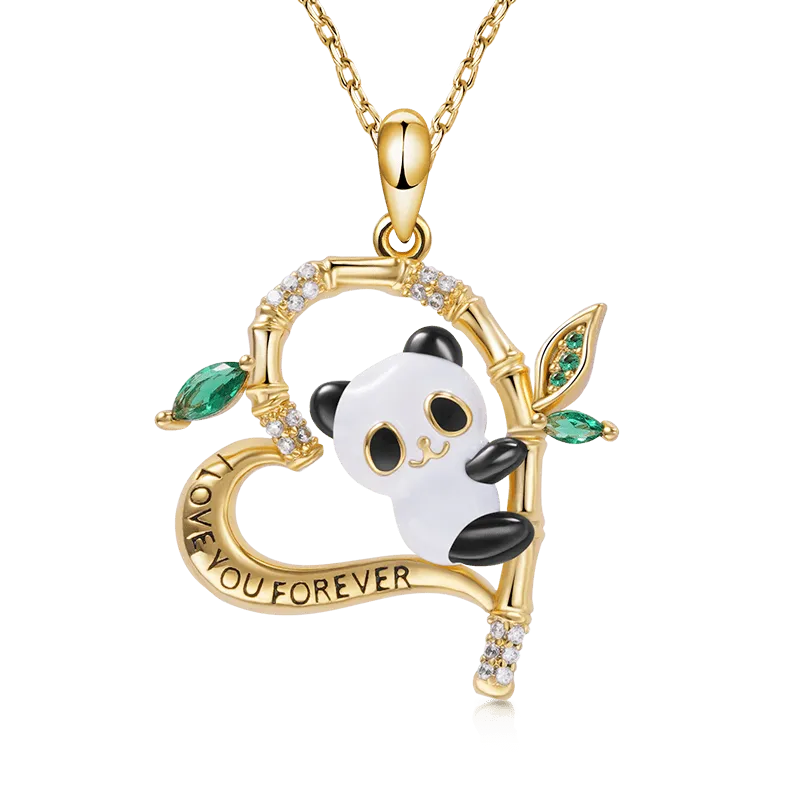 Collana Cuore Panda "I Love You Forever" Placcato Oro 18K
