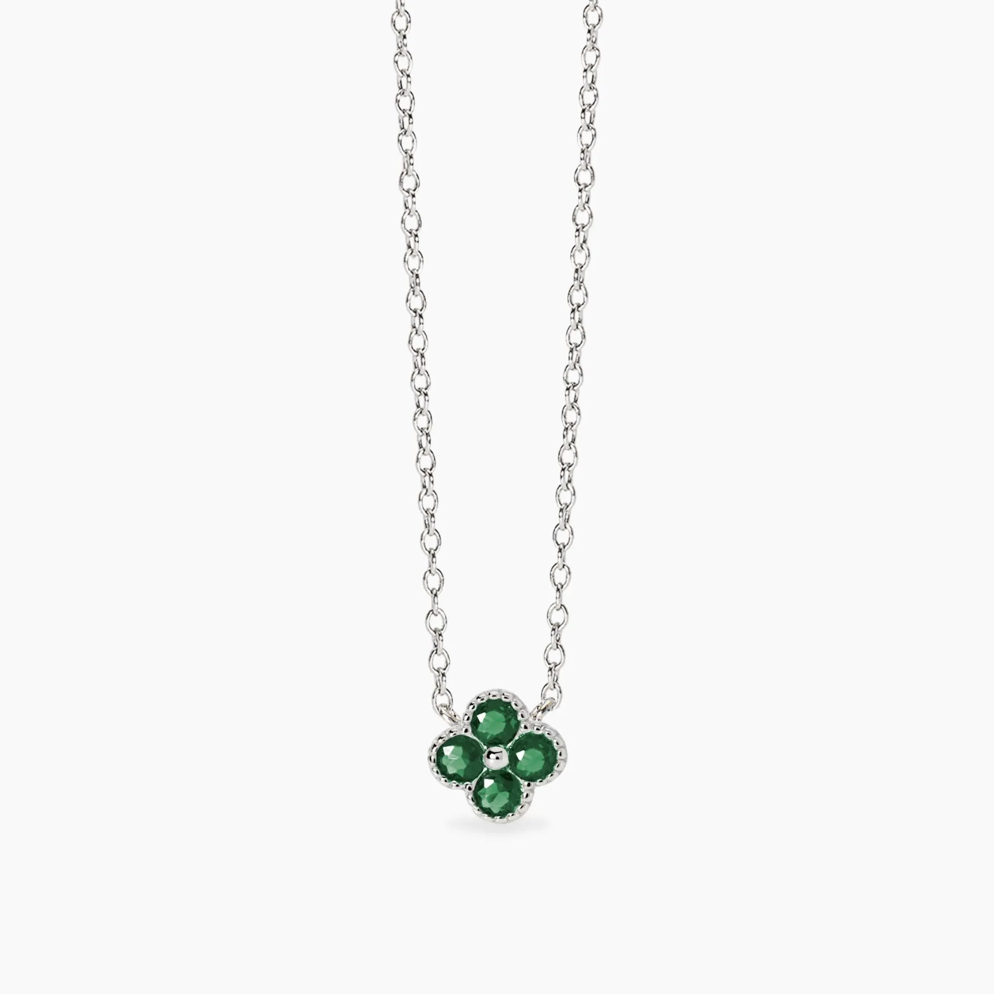 Collana Mabina donna Fiore smeraldi sintetici