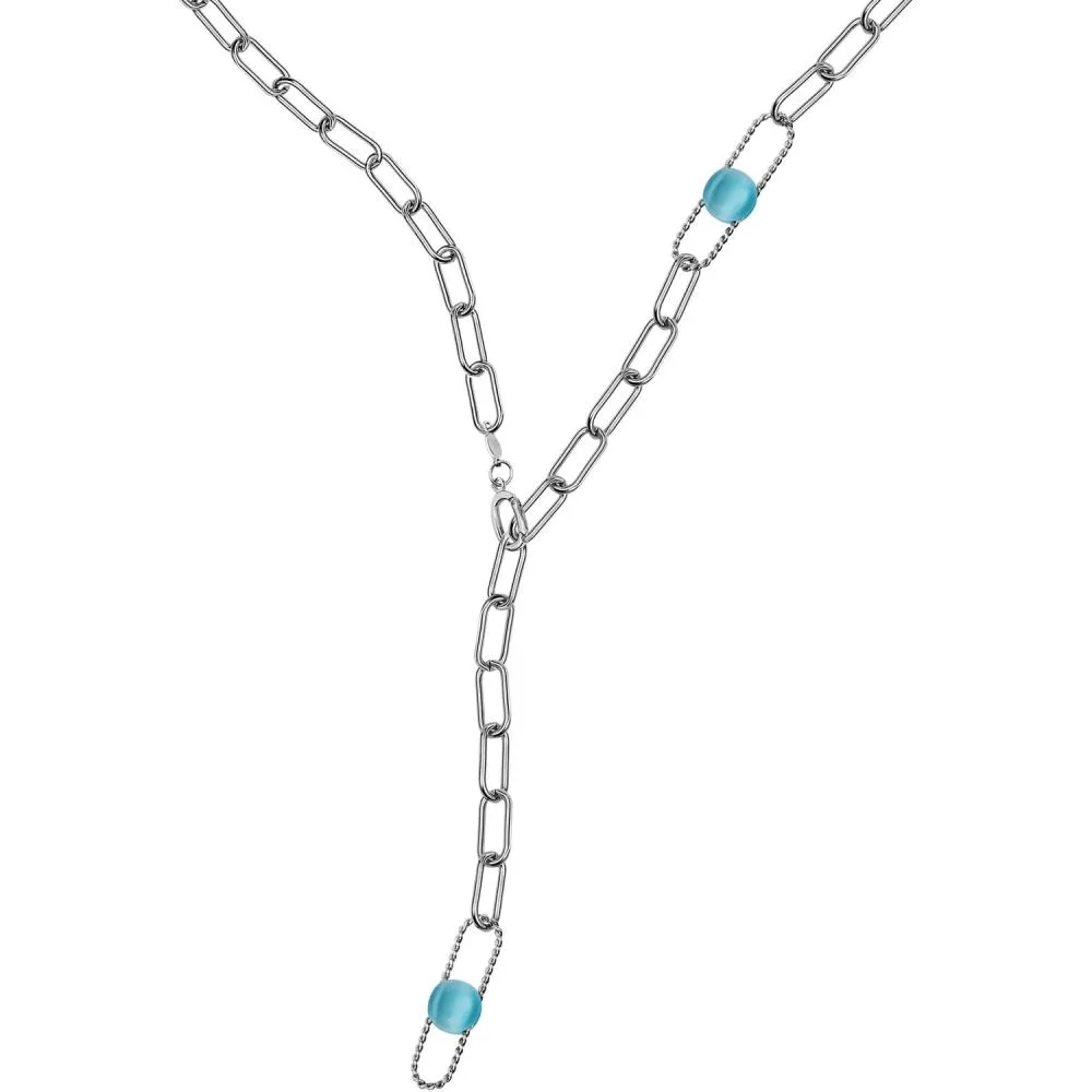 Collana Lunga Donna MORELLATO 1930 SATP15 Acciaio Occhio di Gatto Blu