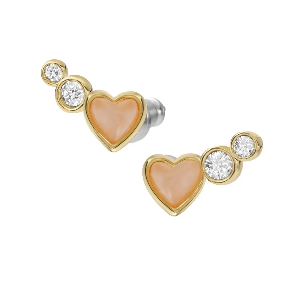 Orecchini Donna FOSSIL JOA00699710 Ottone Gold Dorato Cuori Swarovski