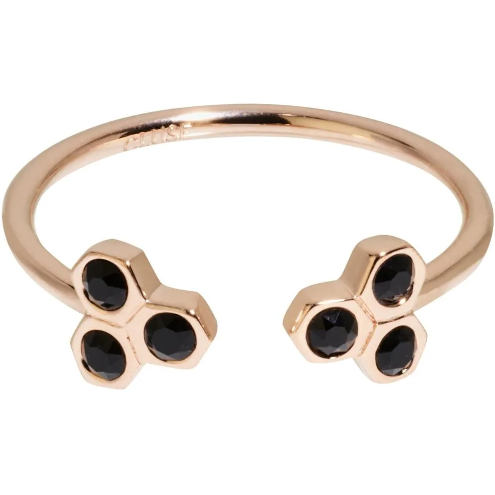 Anello Donna CLUSE ESSENTIELLE CLJ40008-54 Ottone Rosè Pietre Nere Misura 14