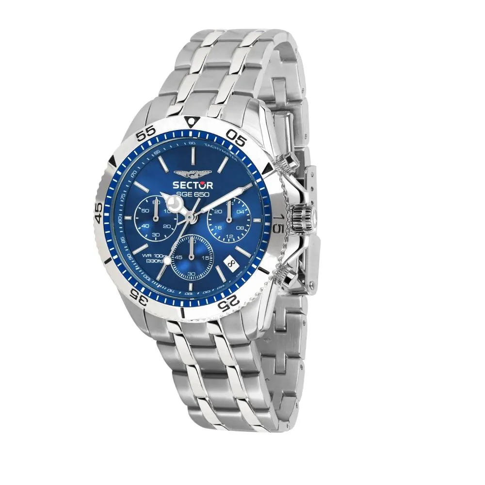 Orologio Uomo SECTOR SGE 650 R3273962001 Chrono Acciaio Blu PATRICK DE GAYARDON