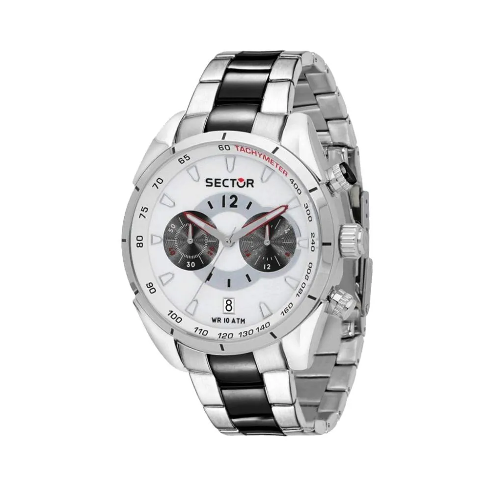 Orologio Uomo SECTOR 330 R3273794012 Bracciale Acciaio Bianco Sub 100mt