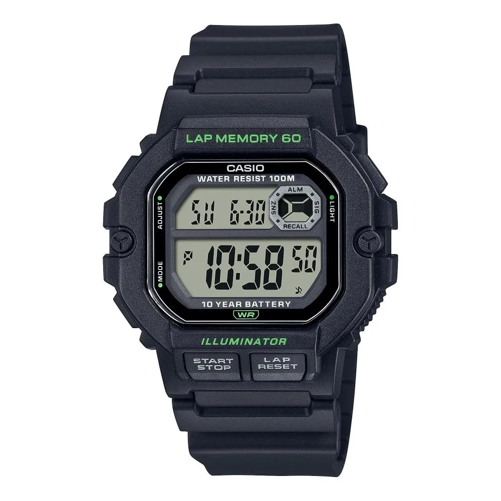 Orologio CASIO WS-1400H-1AVCF Silicone Nero Chrono Alarm Dual Time Sub 100mt