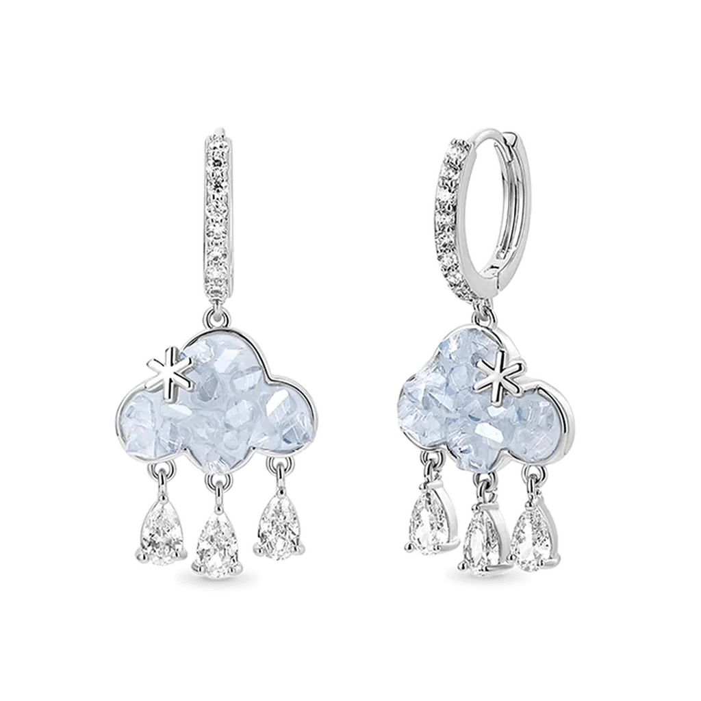 Gnoce Orecchini a Bottone Nappa Nuvola & Goccia di Pioggia