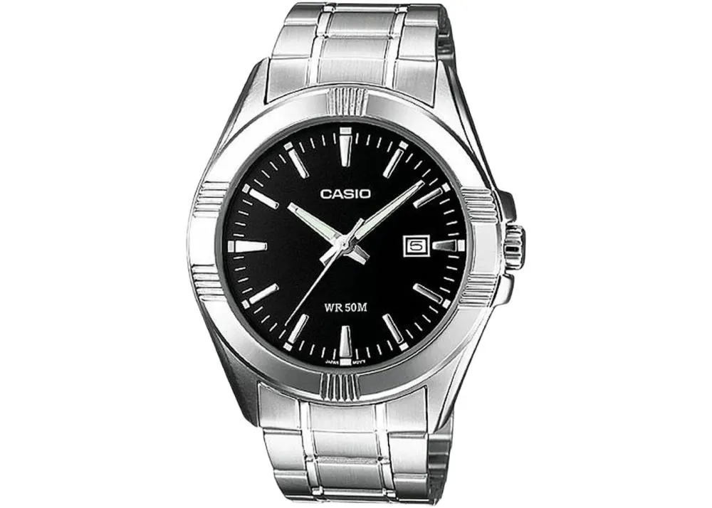 Orologio Uomo CASIO MTP-1308D-1AVDF Bracciale Acciaio Nero Classico