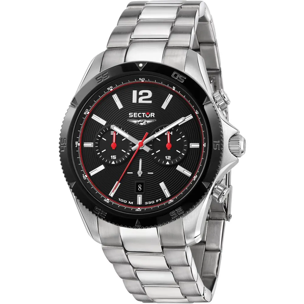 Orologio Uomo SECTOR 650 R3273631004 Chrono Bracciale Acciaio Nero