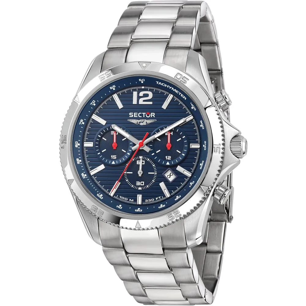 Orologio Uomo SECTOR 650 R3273631003 Chrono Bracciale Acciaio Blu Sub 100mt