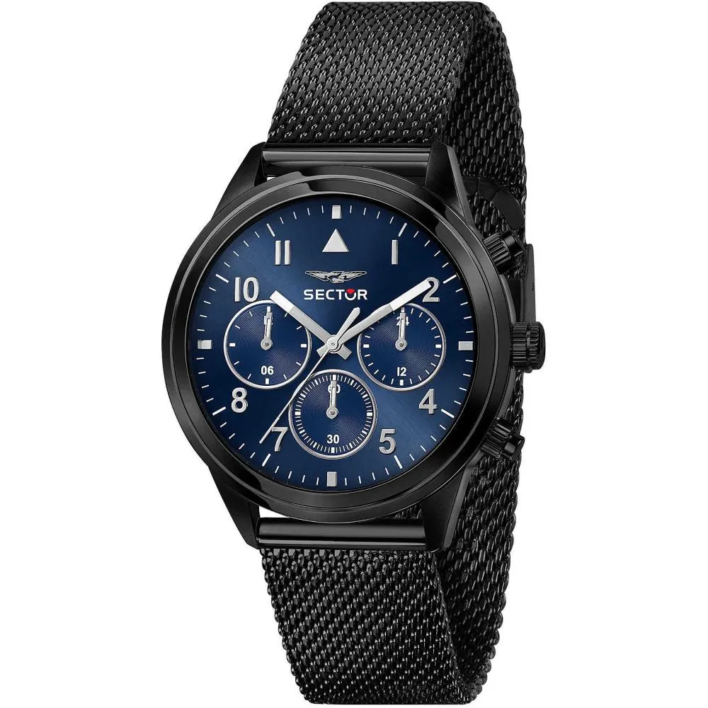 Orologio Uomo SECTOR 670 R3253540010 Multifunzione Acciaio Mesh Nero Blu