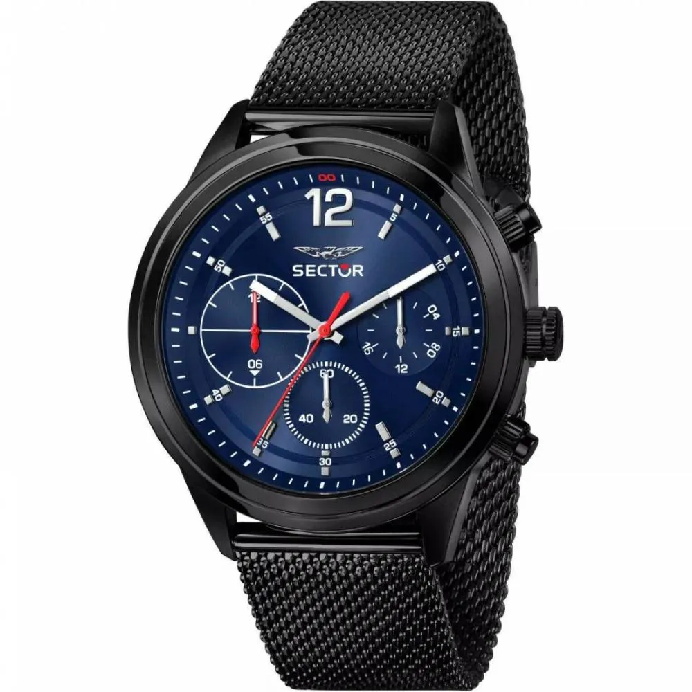 Orologio Uomo SECTOR 670 R3253540008 Multifunzione Acciaio Mesh Nero Blu