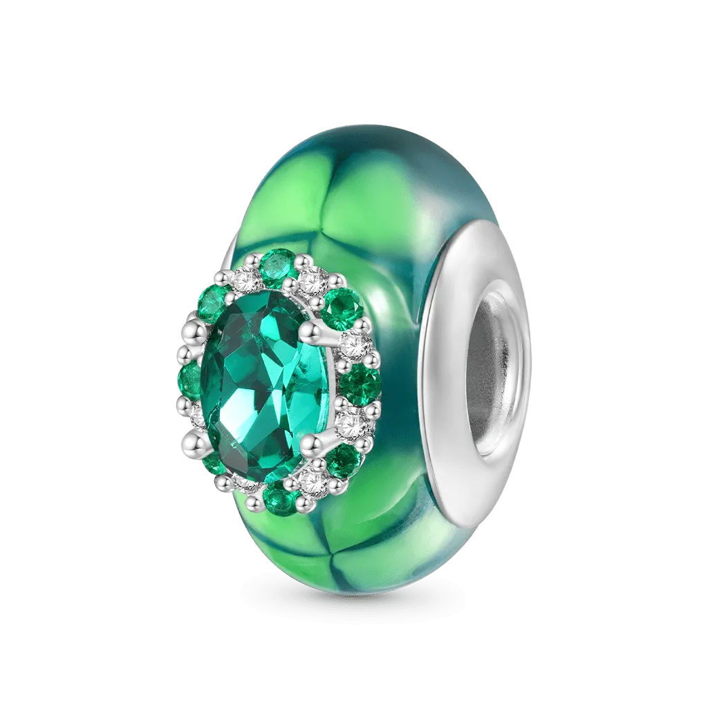 Gnoce Charm Smeraldo Taglio Ovale Quadrifoglio