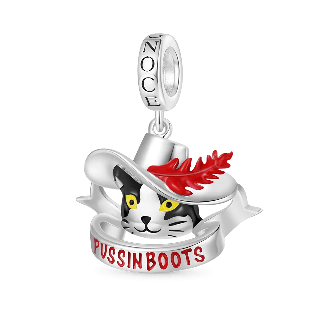 Gnoce Ciondolo Il Gatto con Gli Stivali Indossa Un Cappello con Piume
