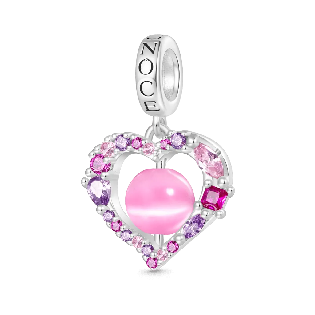 Gnoce Ciondolo Cuore con Rotondo Vintage in Opale Rosa