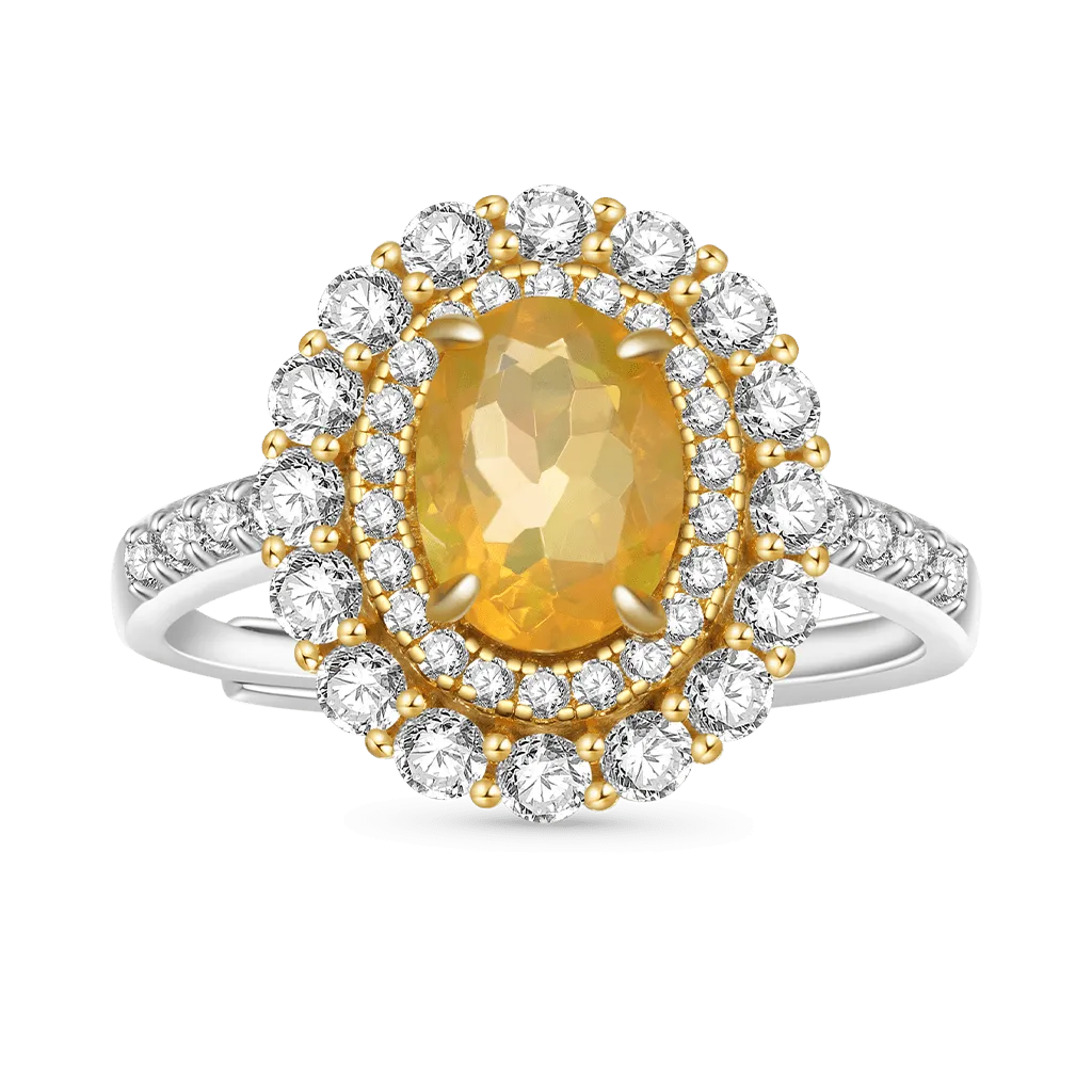 Anello di Promessa Regolabile con Citrino a Taglio Ovale