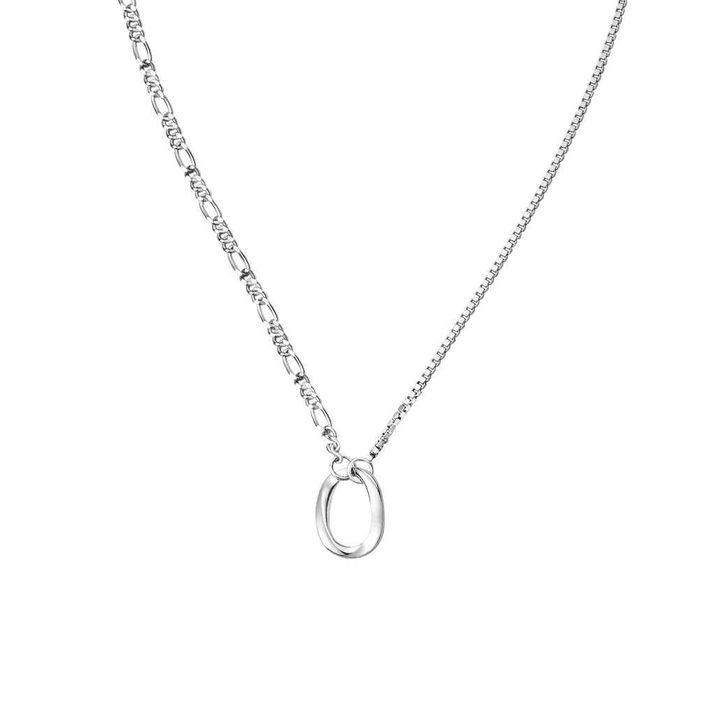 Gnoce Collana con Anello Ovale a Catena Asimmetrica