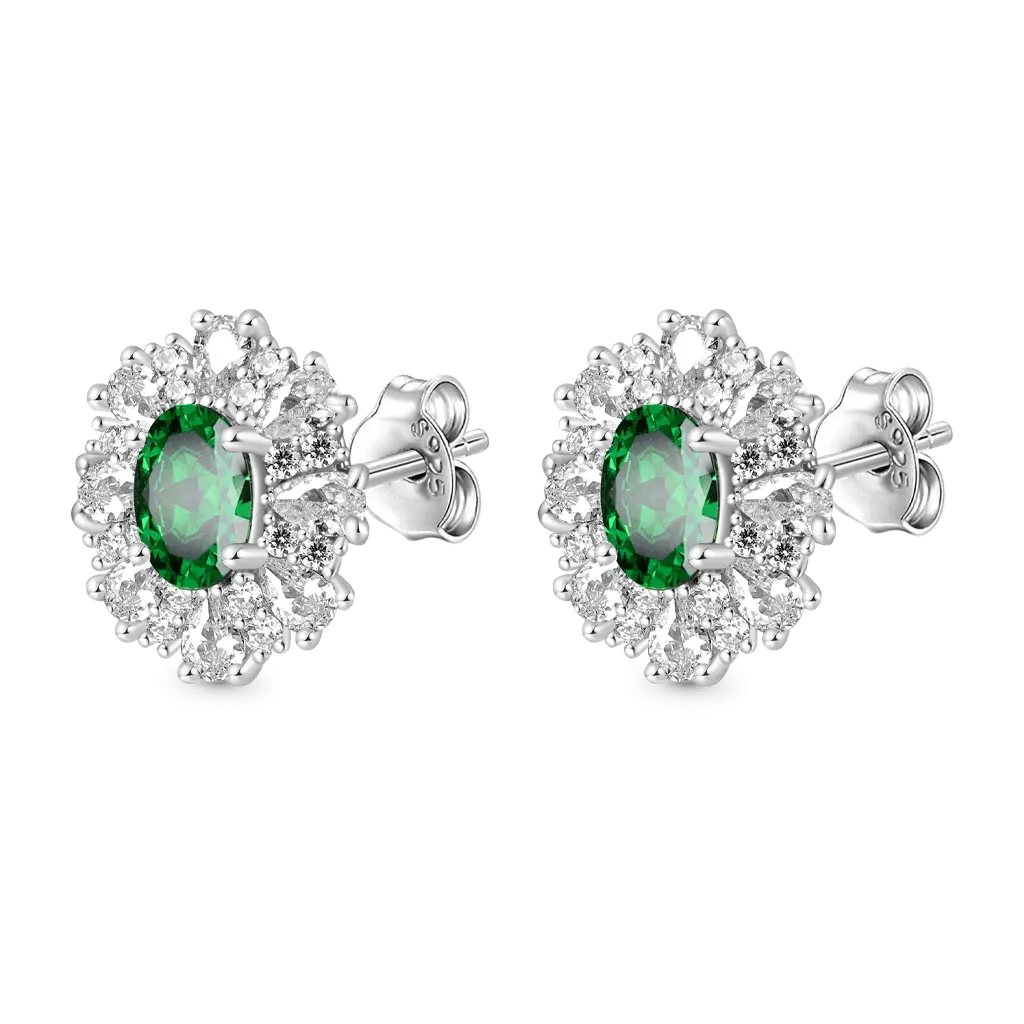 Gnoce Orecchini a Bottone In Giadeite Verde Vivo Naturale