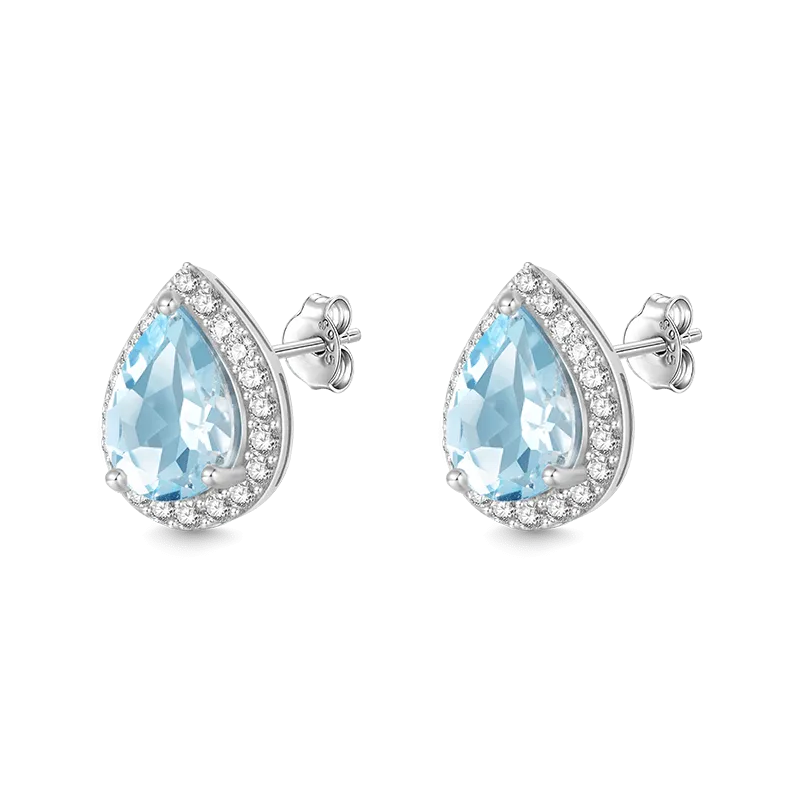 Gnoce Orecchini a Bottone Azzurro Cielo con Topazio