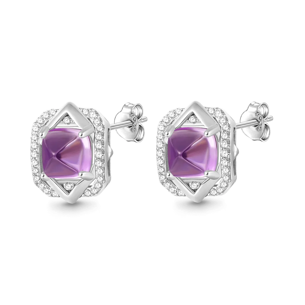 Gnoce Orecchini a Bottone Ametista Lussuosa