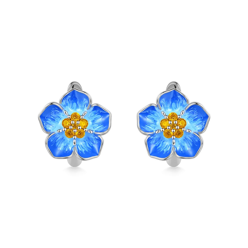 Gnoce Orecchini a Cerchio con Fiori Non Ti Scordar Di Me