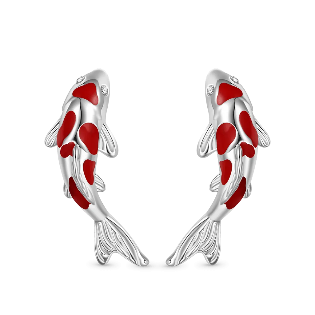 Gnoce Orecchini a Bottone Pesce Carpa Koi