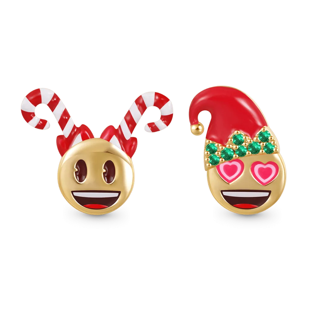 Gnoce Orecchini a Bottone con Cuore e Occhi Sorridenti emoji