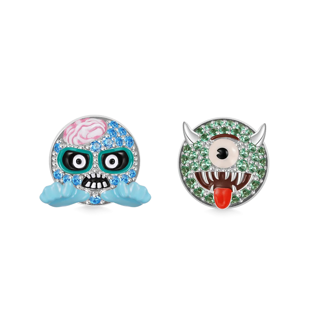Gnoce Orecchini a Bottone con Zombi e Mostri emoji
