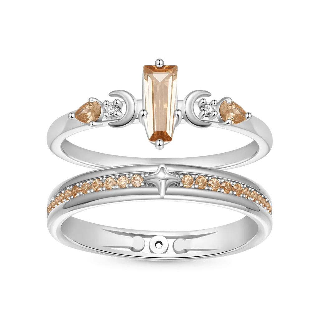 Gnoce Anelli Citrino e Pavé Incanalato di Coppia