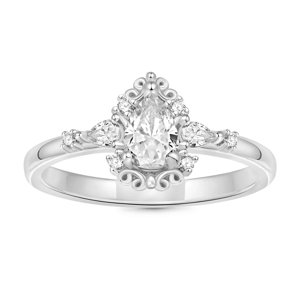 Gnoce Anello Taglio a Pera nuziale Art Nouveau