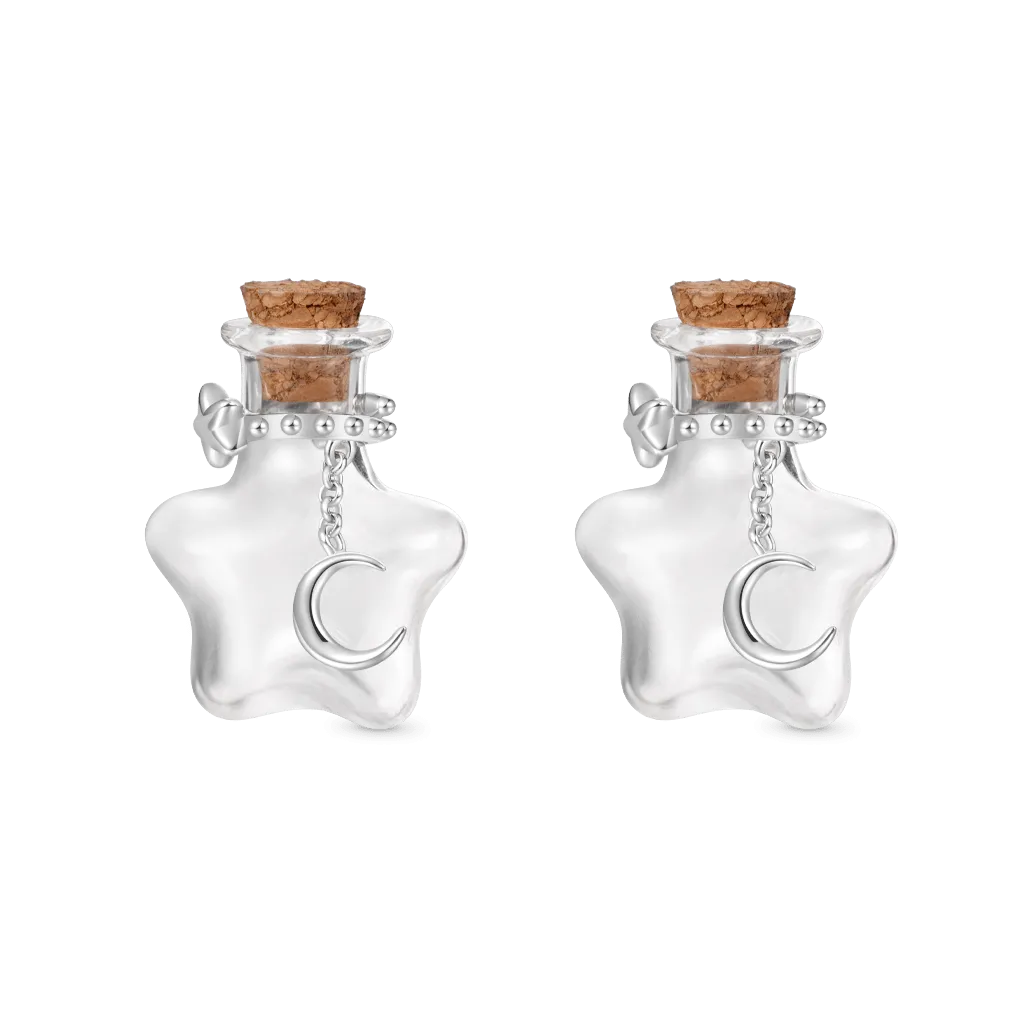 Gnoce Orecchini a Bottone Bottiglia Dei Desideri Trasparente a Forma Di Stella