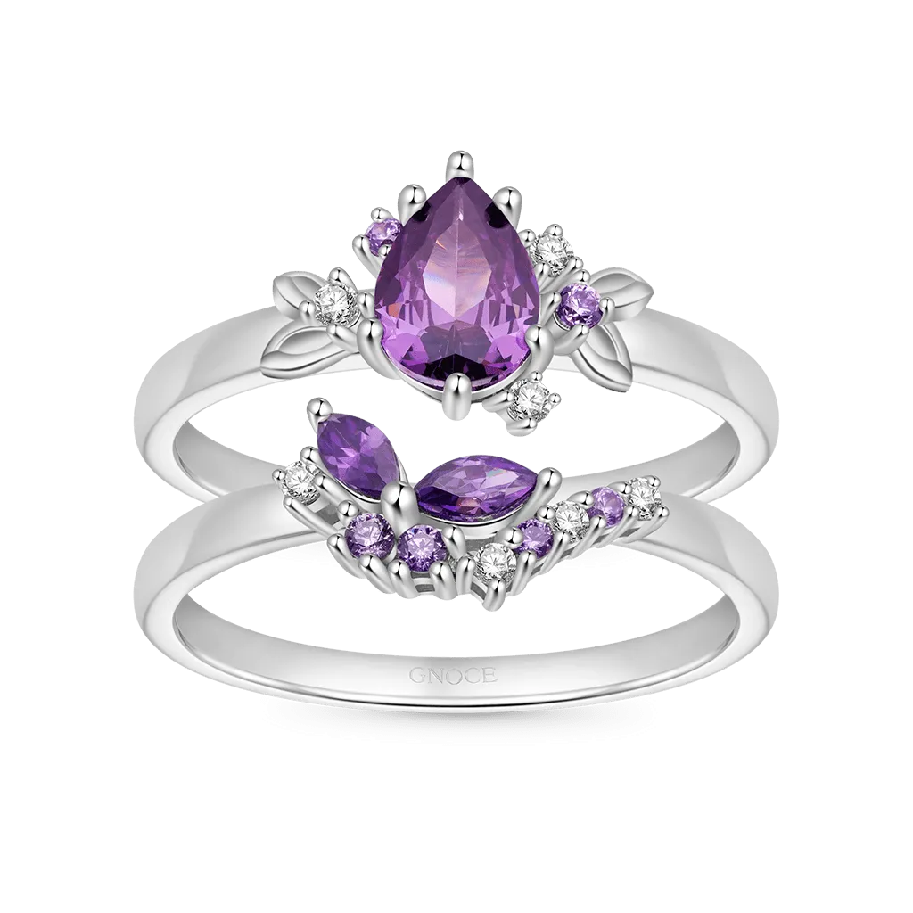 Gnoce Anelli Impilabili con Farfalla in Zircone Viola