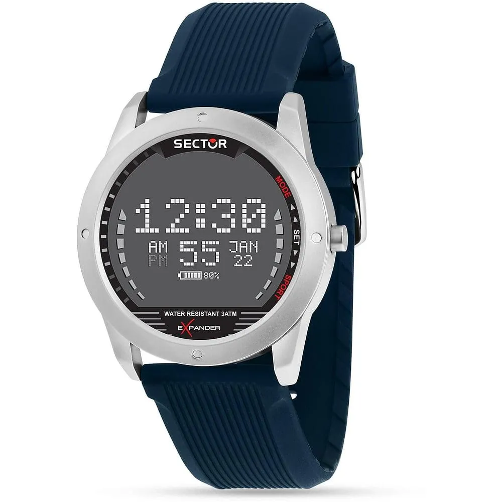 Orologio Uomo SECTOR EX-43 R3251239004 Silicone Blu Chrono Contapassi Battito