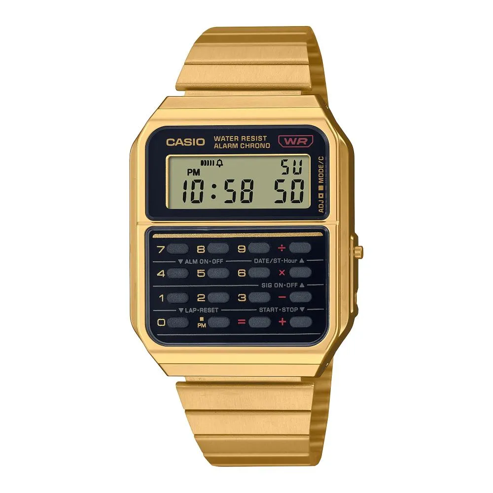 Orologio CASIO CALCULATOR CA-500WEG-1AEF Calcolatrice Acciaio Gold Vintage