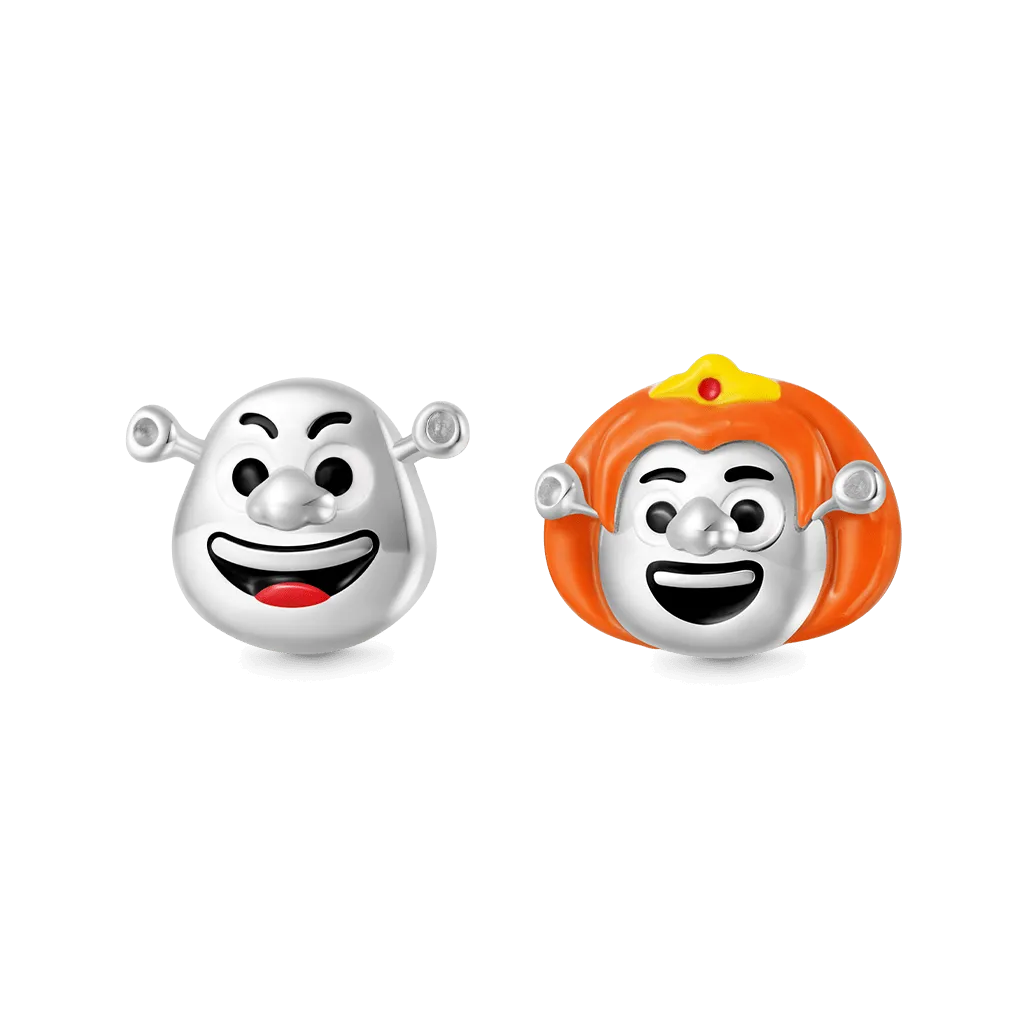 Gnoce Orecchini A Bottone Asimmetrico Shrek & Fiona