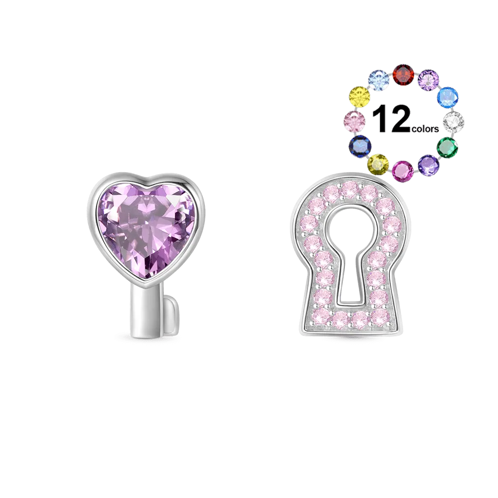 Gnoce Orecchini Lucchetto & Chiave 'Love Edge' con Pietra Portafortuna