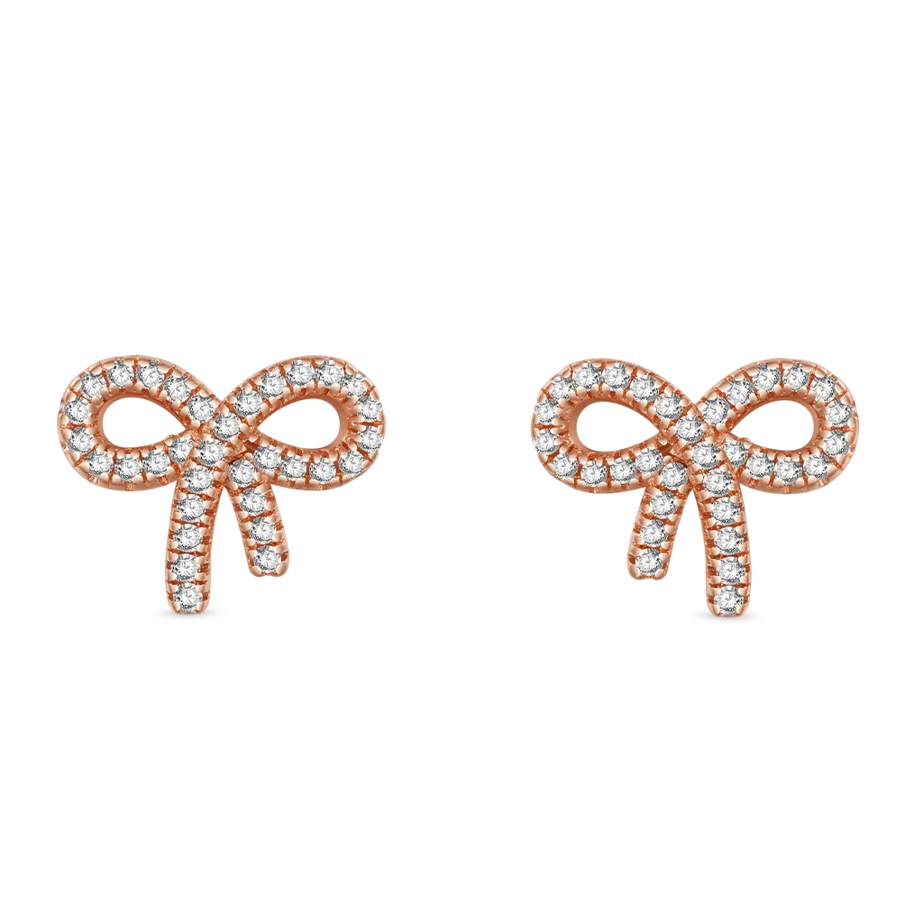 Gnoce Orecchini a Bottone Fiocco di Diamanti con Pietra Portafortuna