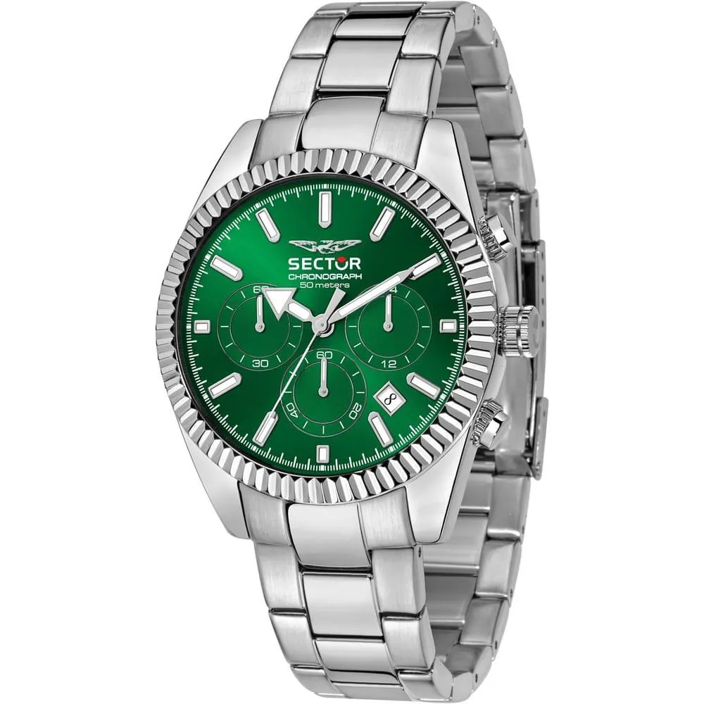 Orologio Uomo SECTOR 240 R3273676009 Chrono Bracciale Acciaio Verde