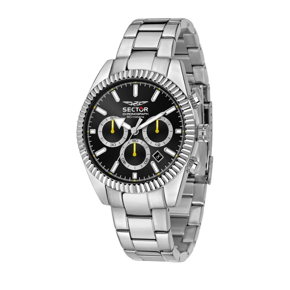 Orologio Uomo SECTOR 240 R3273676006 Chrono Bracciale Acciaio Nero