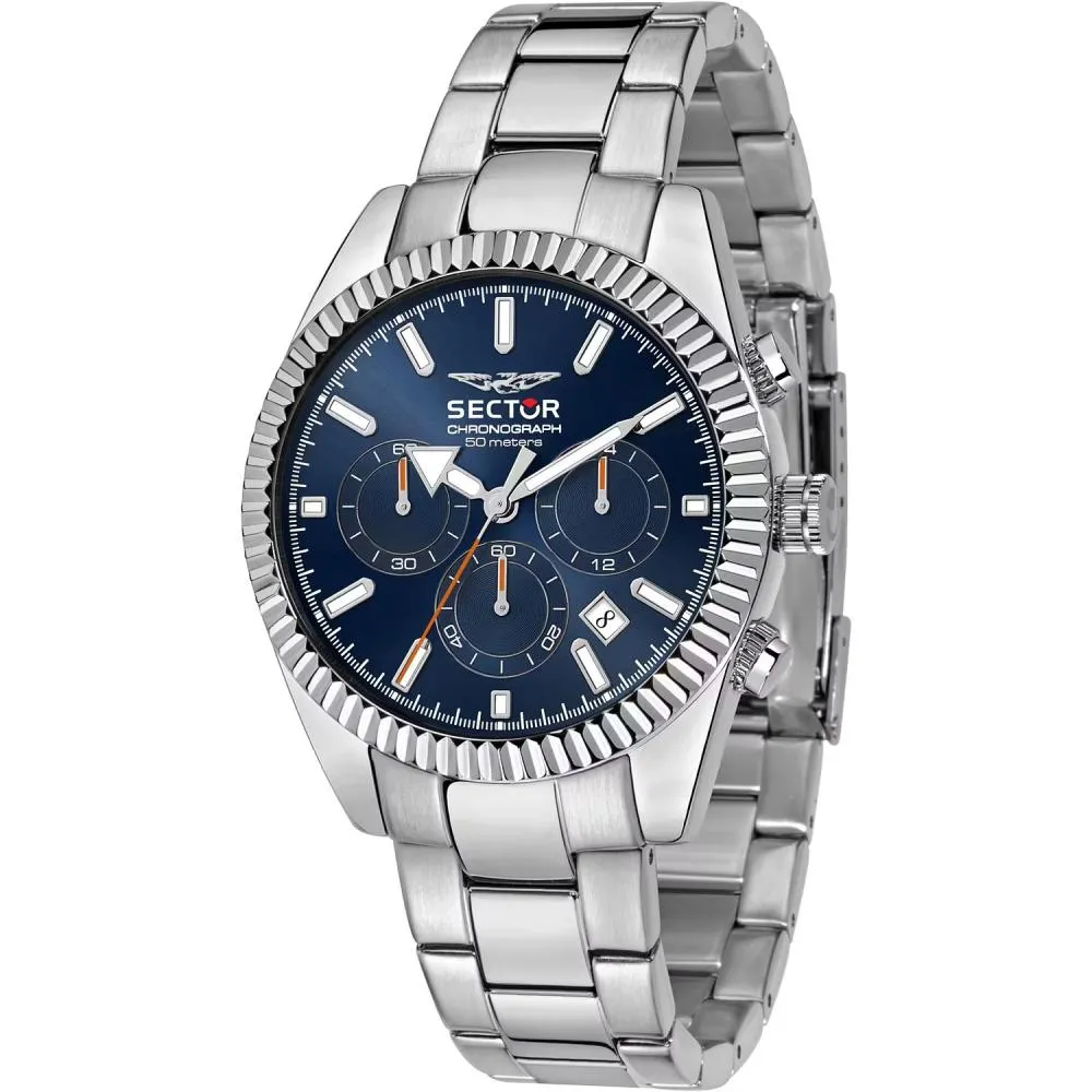 Orologio Uomo SECTOR 240 R3273676007 Chrono Bracciale Acciaio Blu