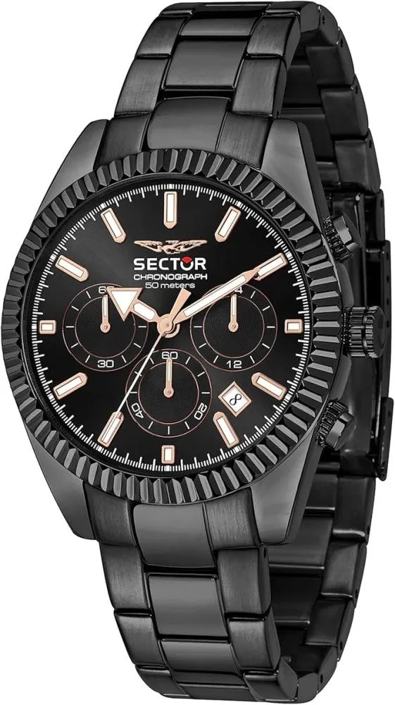 Orologio Uomo SECTOR 240 R3273676005 Chrono Bracciale Acciaio Nero