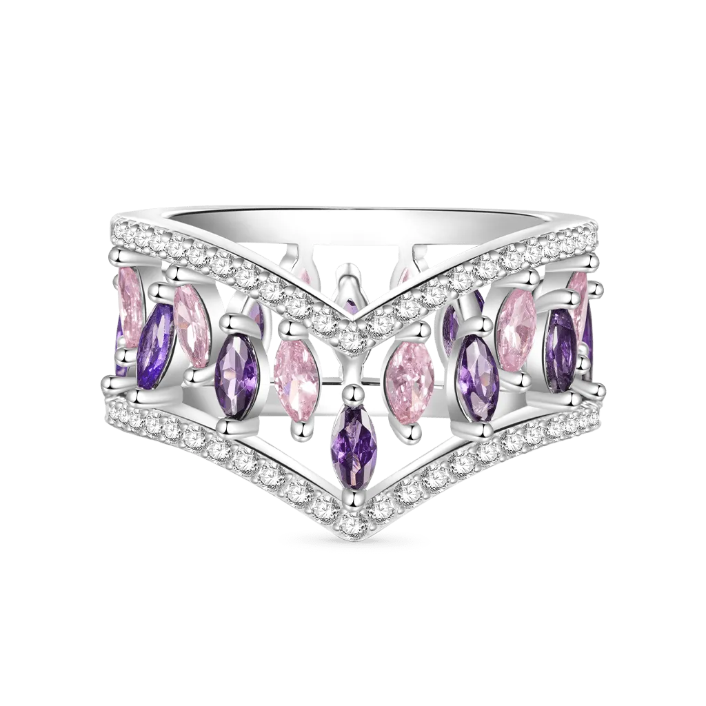 Gnoce Anelli Impilabili a V Eleganti Multi-Pietra