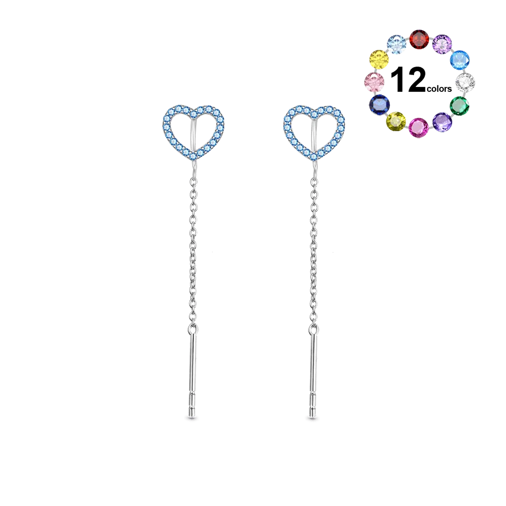 Gnoce Orecchini Threaders a Cuore con Pietra Portafortuna