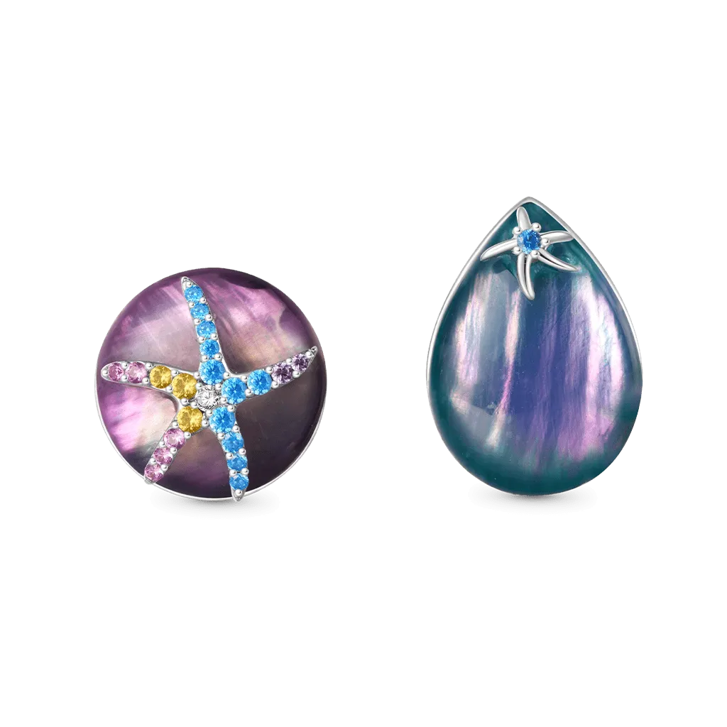 Gnoce Orecchini a Bottone in Madreperla Ocean Aurora