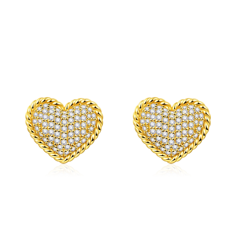 Gnoce Orecchini Stud Cuore Pavé Intrecciati