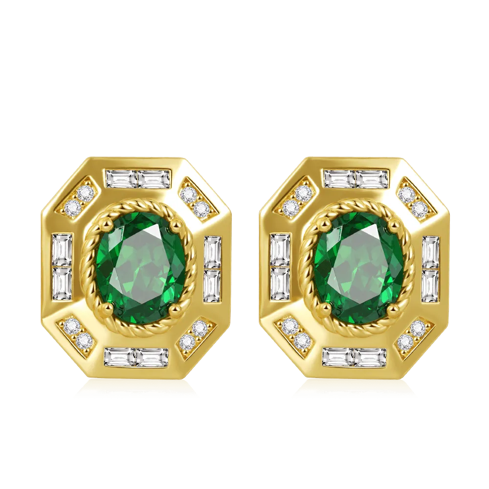 Gnoce Orecchini Vintage Ovali di Smeraldo