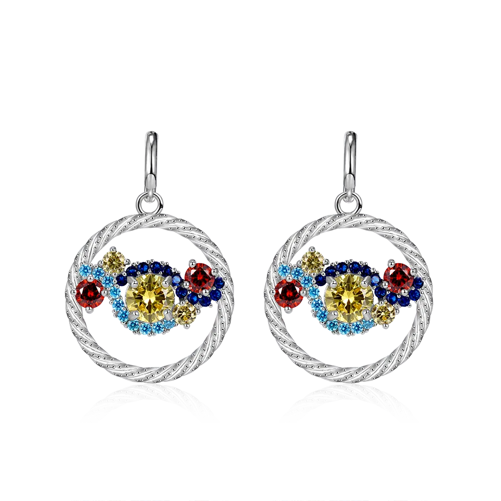 Gnoce Orecchini Pendenti Huggie Ispirati alla Notte Stellata con Corda Intrecciata e Gemme Colorate Incastonate