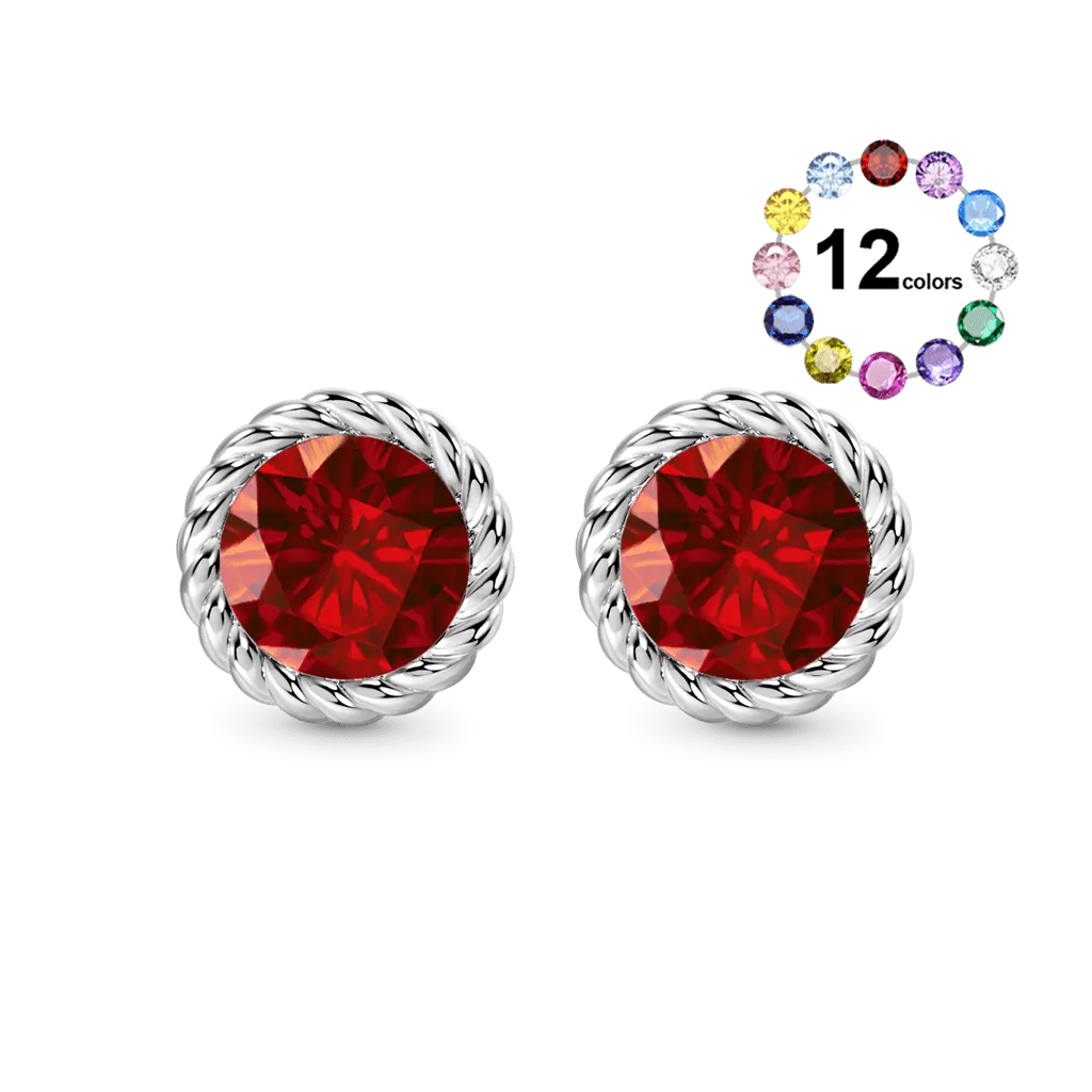 Gnoce Orecchini Stud Pietra Nascita con Corda Annodata