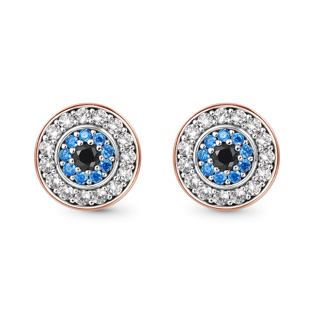 Gnoce Orecchini a Bottone Pavé con Occhio del Diavolo