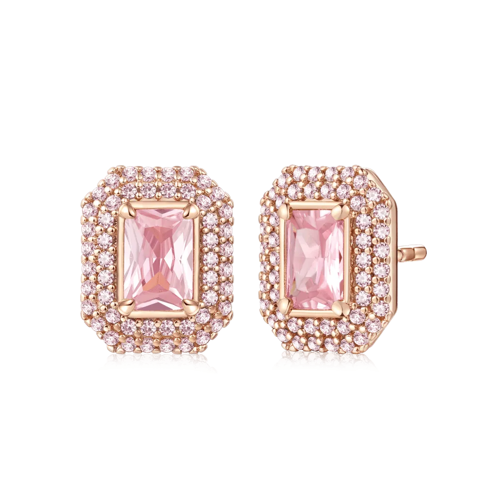 Gnoce Orecchini a Bottone Quadrati in Oro Rosa